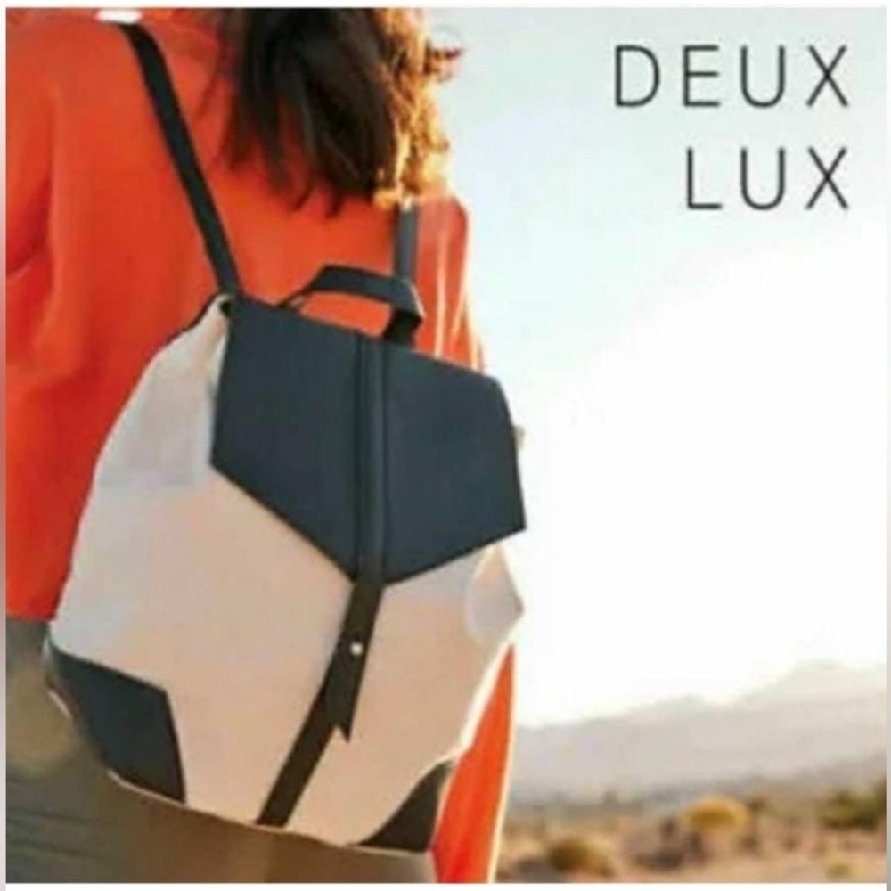 DEUX LUX  Demi Canvas Backpack - cream and black - like new! Retail  $75